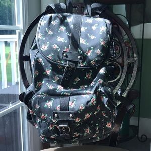 Flower Print Backpack with Sparkly Straps